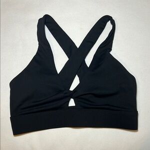 Black Criss-Cross Sports Bra with Wide Band